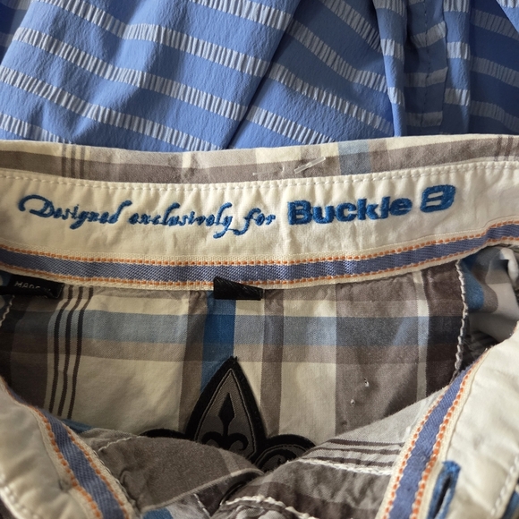 Roar Men's Gray and Blue Plaid Shirt with Embroidery Size L - Picture 11 of 13